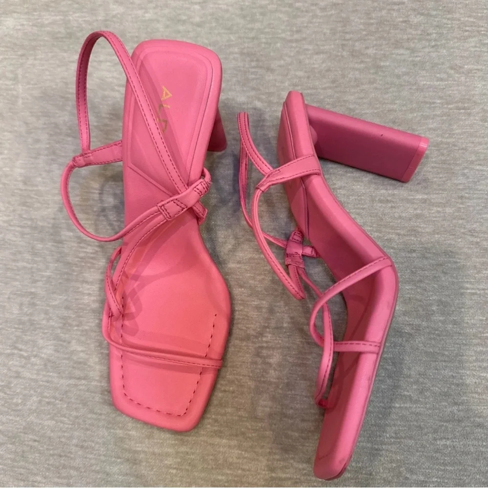 Aldo Pink Strappy Heels Block Heel Sandals Size 6 New - Picture 4 of 8